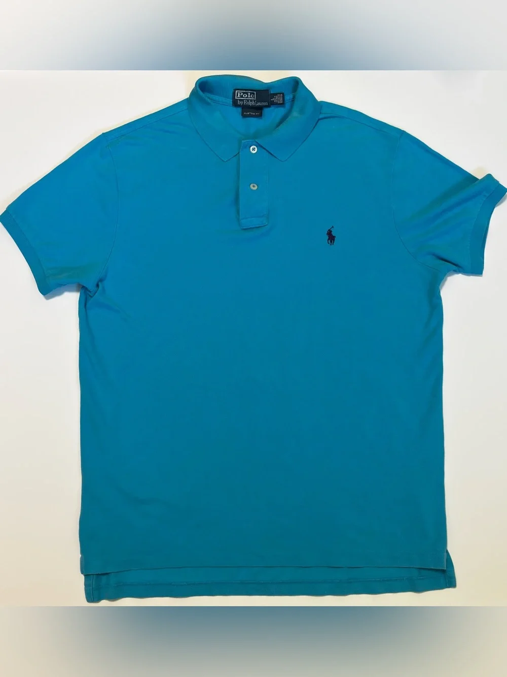 Ralph Lauren Men's Teal Blue Polo Shirt with Embroidered Pony